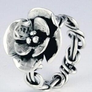 Vintage Sherry Tinsman Dogwood Blossom and Vine Wrapped Ring, Size 7.5